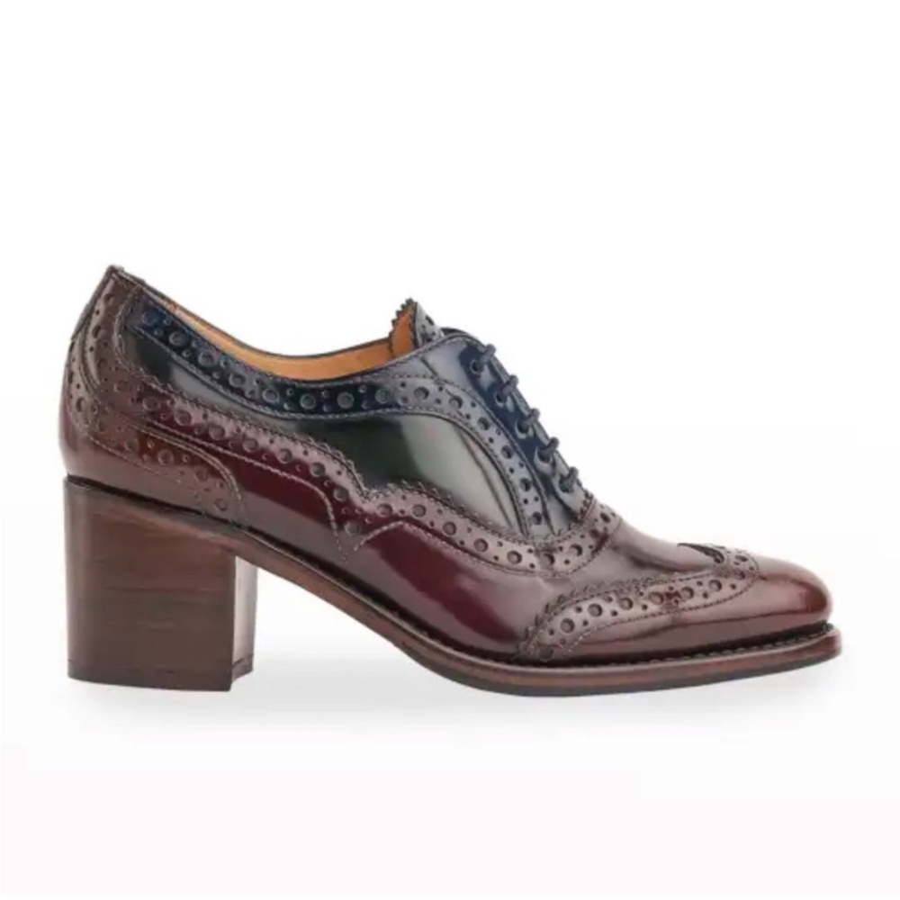 Elegant Burgundy Brogue Heels